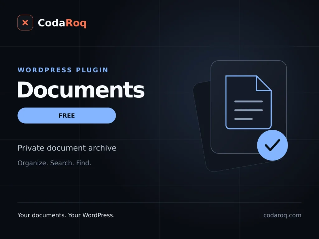 CodaRoq Documents Free – private document archive for WordPress