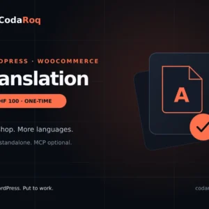 CodaRoq Translation: CHF 100 one-time purchase for WordPress and WooCommerce. Standalone use with optional MCP integration.